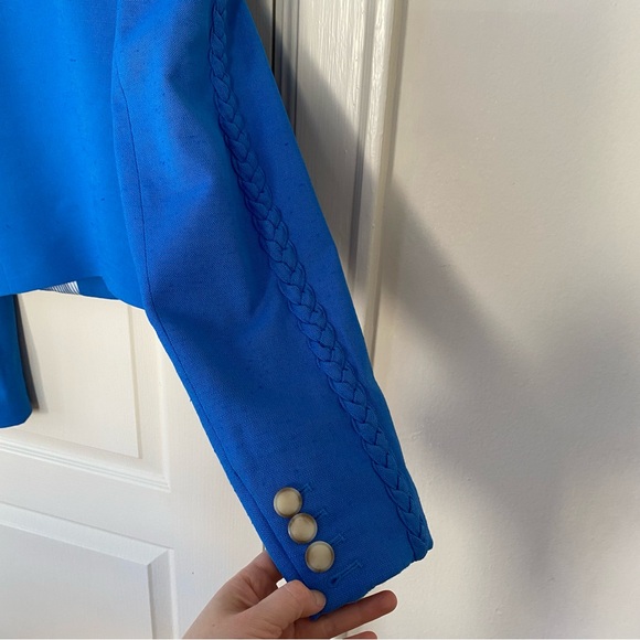 $598 NWOT Veronica Beard Behren Cropped Woven Blazer Jacket in Azure Blue Sz 6 - Picture 11 of 15